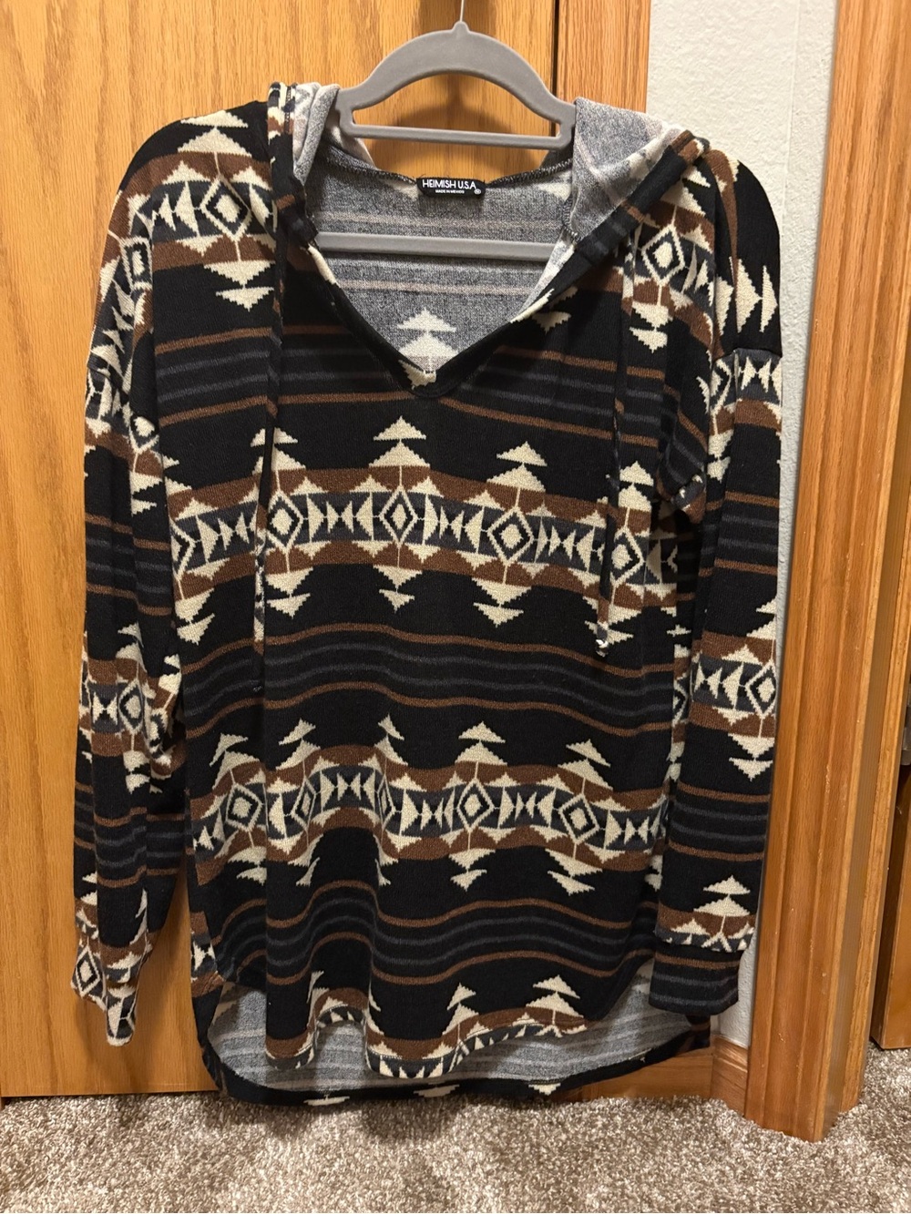 HEIMISH USA Gray & Black Striped Knit Top